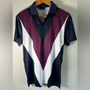 J. Lindeberg Jeff Men’s Golf Polo Shirt Size M Regular Fit Chevron Navy Purple